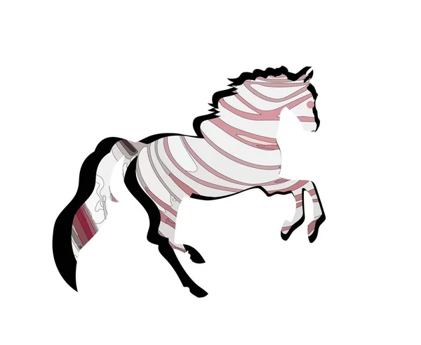 Silhouette eines schönen Pferdes. abstrakte Formen und Muster auf Pferdesilhouette — Stockvektor