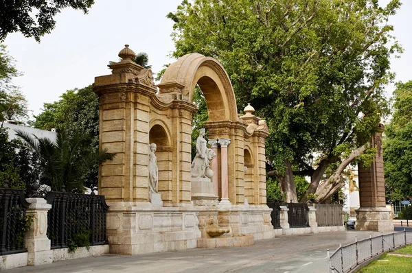 Historische Gebouwen Monumenten Van Sevilla Spanje Architectonische Details Stenen Gevel — Stockfoto