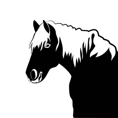 Siyah beyaz siluet yeleli güzel Arap atı