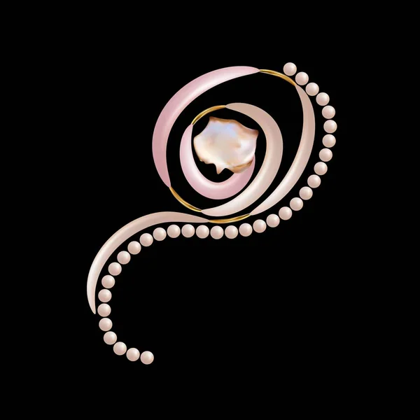 Kobieca biżuteria z barokowymi perłami jest symbolem piękna i sztuki. Perły to najlepszy prezent.. — Wektor stockowy