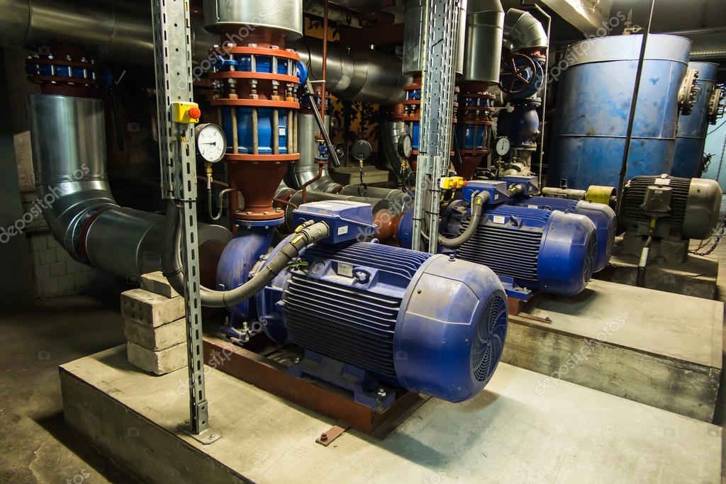 Several water pumps with electric motors — Stock Photo © rparys 127874748