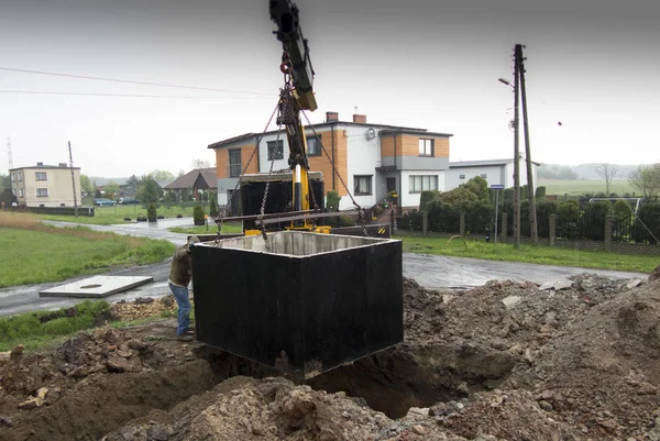 Insertar tanque séptico de hormigón — Foto de Stock