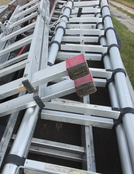 Construction ladders prepared for transport 