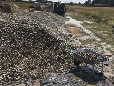 Durulama su akışı altında çakıl 