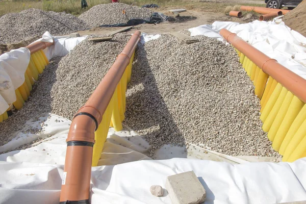 Construcción de un intercambiador de calor en tierra — Foto de Stock