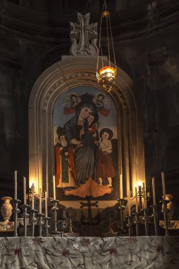 Geghard, Ermenistan - 16 Eylül 2017: İçinde bir Geghard medieva