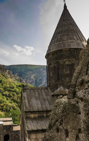 The Christian temple Geghard in the mountains of Armenia — Stock Photo, Image