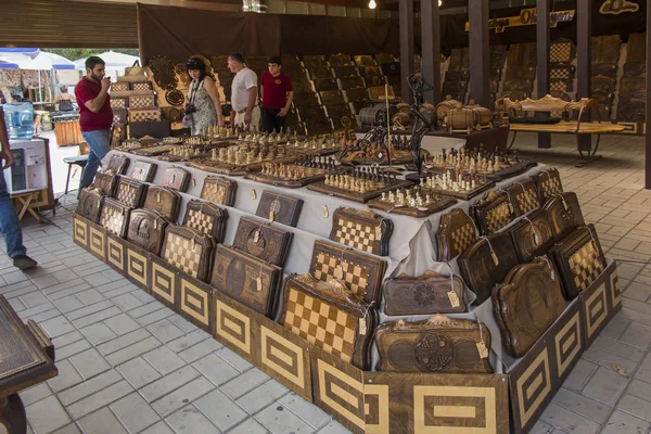 Yerevan, Armenia, September 17, 2017: A chess stand at the Yerev — Stock Photo, Image