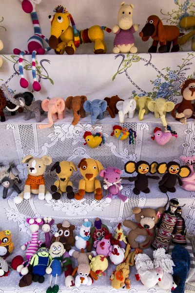 Toys made of knitting on knits and on crochet waiting for buyers