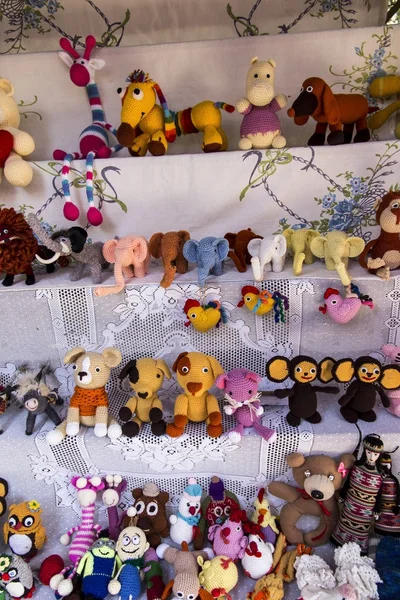 Toys made of knitting on knits and on crochet waiting for buyers