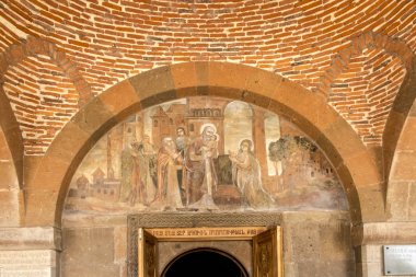 Fresco of the Birth of Christ in the temple of the Martyr Gayane clipart