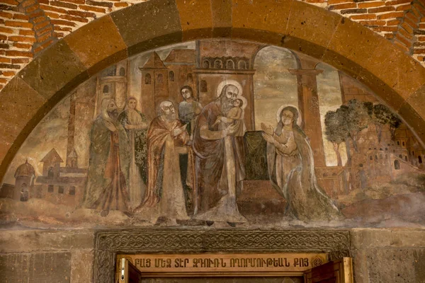 Fresko der Geburt Christi im Tempel des Märtyrers Gayane — Stockfoto