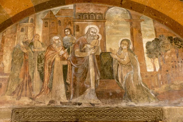 Fresco del Nacimiento de Cristo en el templo del Mártir Gayane — Foto de Stock