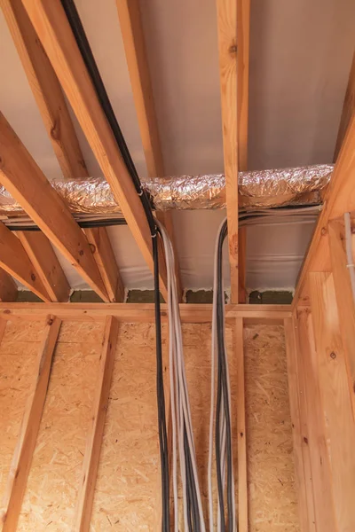 Ventilation, sewage and water installation in the partition wall — Stock Photo, Image