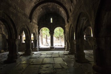 Sanahin, Ermenistan, 20 Eylül 2017: Ortaçağ mezar taşları