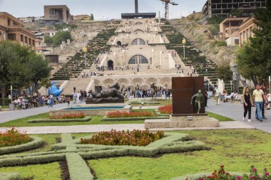 Erivan, Ermenistan - 21 Eylül 2017: Yerevan Cascade ve g
