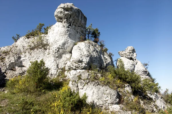 Rocce calcaree nella riserva naturale di montagna Zborow nel Giura Cracovia — Foto Stock