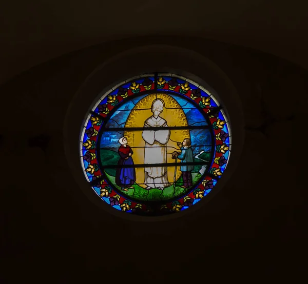 La Salette, France, 26.June 2019: Colorful stained glass window — Stock Photo, Image