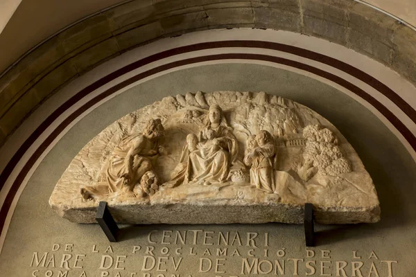 Montserrat, Spanien, 23 juni 2019: Plaque firar 100-årsdagen — Stockfoto