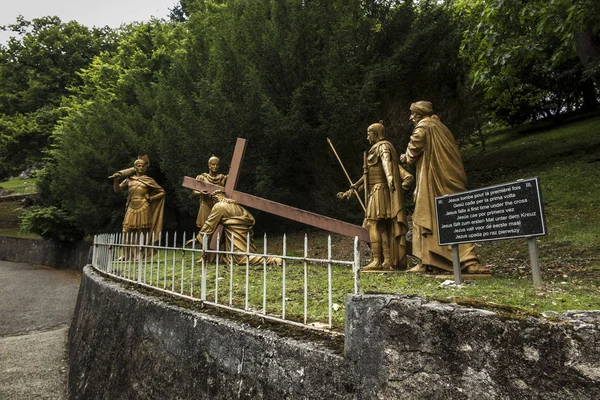 Lourdes, France, June 24 2019: Way of the Cross of Jesus, fragme — Stock Photo, Image