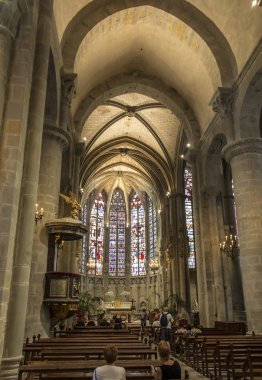 Carcassonne, Fransa, 25 Haziran 2019: Dekoratif vitray rüzgar