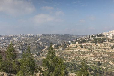 Shepherd 's Field, Beit Sahour' dan Panorama, Beytüllahim 'in doğusu, Filistin toprakları.