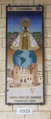 Nasıra, İsrail 26 Ocak 2020; İspanya halkı tarafından bağışlanan bir mozaik, farklı ulusların sunduğu bir mozaik, İsrail, Nasıra 'daki Annunciation Kilisesi' nde