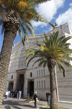 Nasıra, İsrail, 26 Ocak 2020: İsrail, Nasıra 'daki Bakire Meryem' e Duyuru Bazilikasının ana batı cephesi