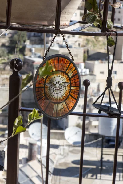 A dove depicting the Holy Spirit in the shrine around the Carmel of the Holy Baby Jesus in Bethlehem in the Palestinian Authority. This place is associated, among others, with the stay of Mariam Baouarda or Saint Mary of Jesus Crucified