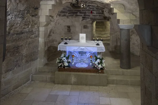 Nazaret Israel Enero 2020 Capilla Inferior Con Altar Basílica Anunciación —  Fotos de Stock