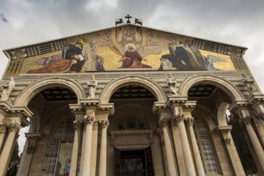 Jerusalem, Israel January 30, 2020:The Church of All Nations, also known as the Church of the Agony, is a Roman Catholic church located on the Mount of Olives in Jerusalem next to Garden of Gethsemane