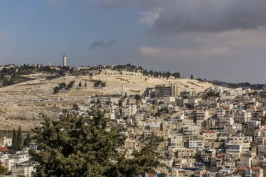İsrail 'in Kudüs bölgelerinden birindeki yoğun binalar zemin olarak kullanılıyor.