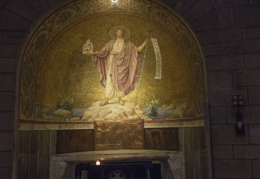 Kudüs, İsrail, 30 Ocak 2020: İsrail 'in Kudüs kentindeki Dormition Abbey' in dekoratif iç mimarisi