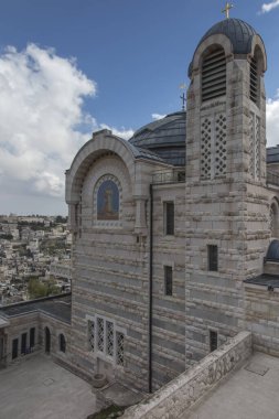 Bir görünüm ile St. Peter Kilisesi içinde Gallicantu Zion Mount Kudüs eski city bölgesinde, İsrail