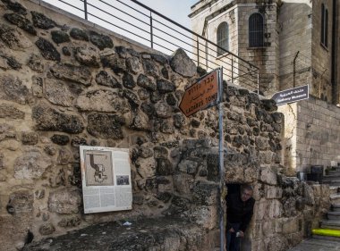 Bethany, Israel, january 31, 2020: Tomb of Lazarus adjacent to the church on the site of the home of Mary, Martha and Lazarus in Bethany, Israel