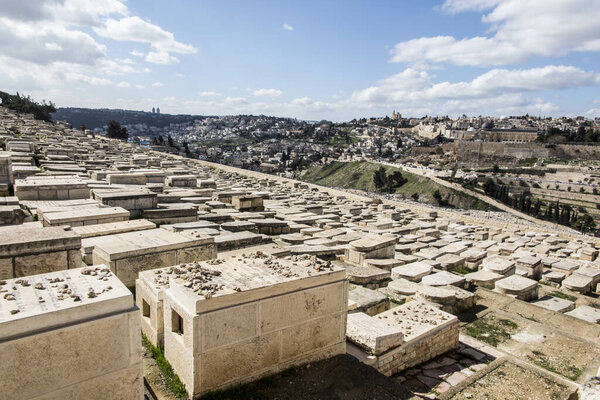 ancient Jewish cemetery on the Mount of Olives in Jerusalem, Israel