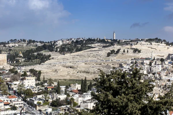 Edifícios Densos Uma Das Áreas Jerusalém Israel Como Pano Fundo — Fotografia de Stock