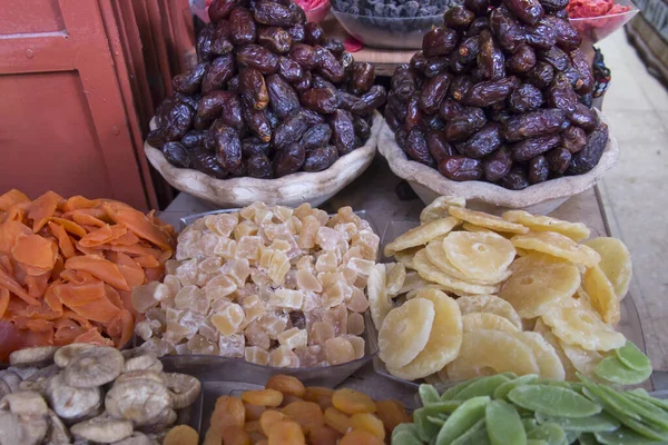 Trockenobst Liegt Auf Einem Marktstand Der Altstadt Von Jerusalem Israel — Stockfoto