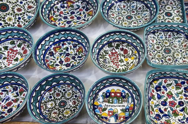 Puesto Recuerdos Porcelana Azul Parte Antigua Jerusalén Israel —  Fotos de Stock