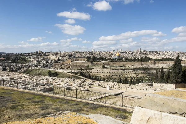 Panorama Výhledem Staré Město Jeruzalém Izrael Včetně Skalního Dómu Západní — Stock fotografie
