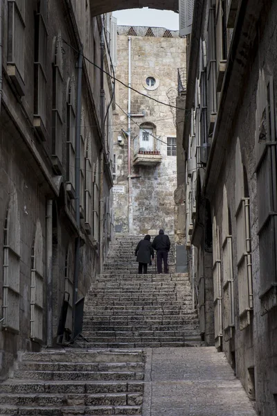 Narrow Empty Street Old Jerusalem Israel Rainy Season — Stock Photo, Image