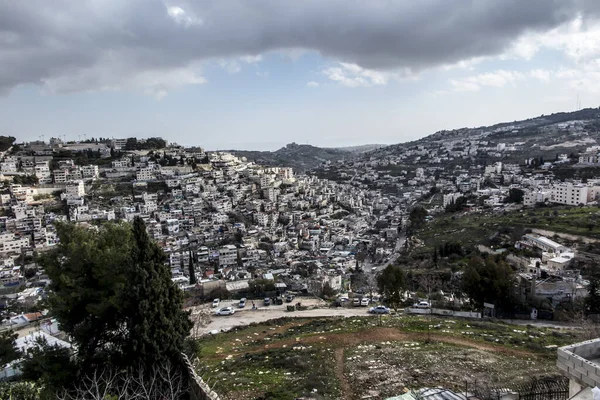 Edificios Densos Una Las Áreas Jerusalén Israel Como Telón Fondo — Foto de Stock