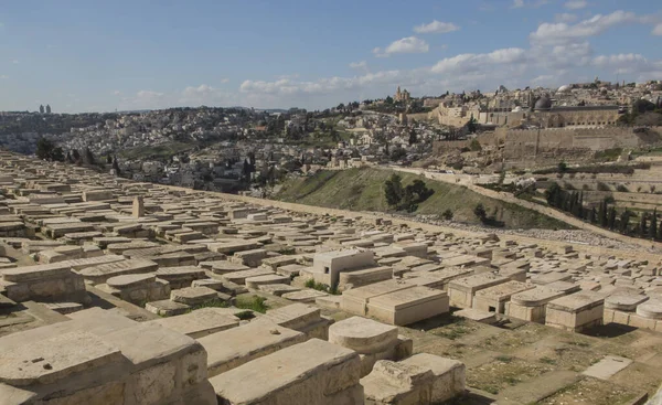 Antiguo Cementerio Judío Monte Los Olivos Jerusalén Israel — Foto de Stock