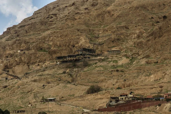 Montaña Tentaciones Jesús Con Instalaciones Turísticas Otro Tipo Jericó Israel — Foto de Stock