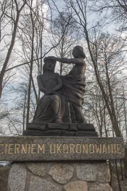 Lesniow, Zarki, Polonya, 31 Mart 2019: Lesniow, Polonya, Silezya 'da Tanrı' nın Annesi tarafından çevrelenmiş tespih sırları, acı verici sırlar