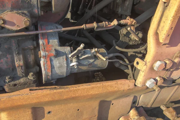 Old Broken Rusty Bulldozer Standing Square — Stock Photo, Image