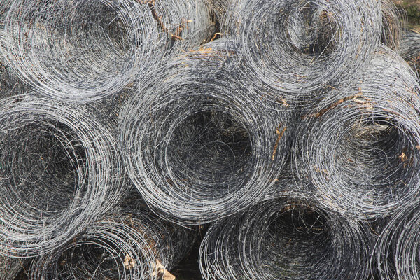 wire mesh used for fences of forest crops against animals lying before making the fence