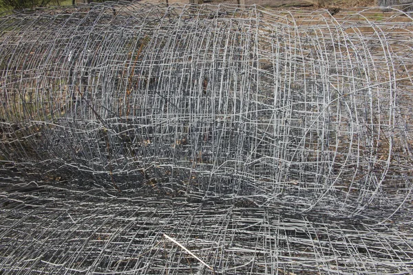 Wire Mesh Used Fences Forest Crops Animals Lying Making Fence — 스톡 사진