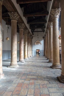 BETHLEHEM, PALESTINE - 28 Ocak 2020: Beytüllahim 'deki İsa' nın Doğuşu Bazilikası, Filistin