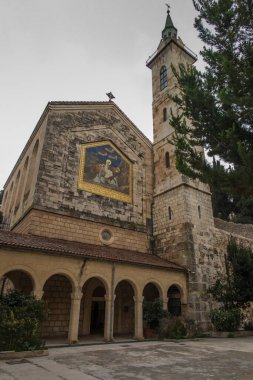 Church of the Visitation where the Virgin Mary visited her cousin Elisabeth and Zacharias and where she recited the Magnificat, in Ein Kerem near Jerusalem. Originally erected by the Crusaders clipart